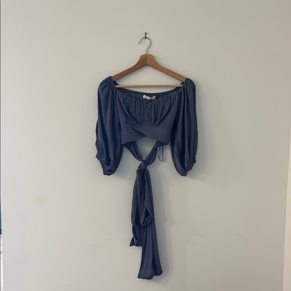Elegant Blue Off-Shoulder Women's Top